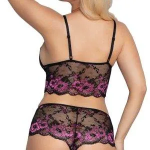 Cottelli CURVES - Spitzen BH-Set Schwarz/Rosa 3XL/4XL Cottelli CURVES - Spitzen BH-Set Schwarz/Rosa 3XL/4XL – Bild 4