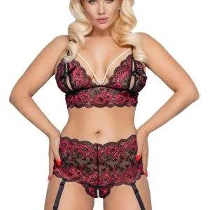 Cottelli CURVES - Perlen BH & Slip Set Schwarz/Rot XL/2XL Cottelli CURVES - Perlen BH & Slip Set Schwarz/Rot XL/2XL – Bild 3