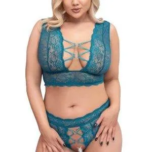 Cottelli CURVES - Spitzen BH Set petrol, ouvert Petrol 4XL Cottelli CURVES - Spitzen BH Set petrol, ouvert Petrol 4XL – Bild 3