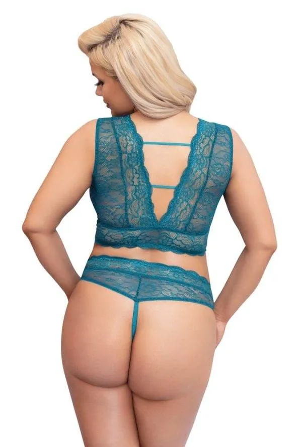 Cottelli CURVES - Spitzen BH Set petrol, ouvert Petrol 4XL Cottelli CURVES - Spitzen BH Set petrol, ouvert Petrol 4XL