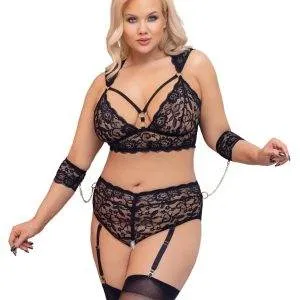 Cottelli BONDAGE BH-Set XL - Spitze, Roségold, Armfesseln 4XL Cottelli BONDAGE BH-Set XL - Spitze, Roségold, Armfesseln 4XL – Bild 2