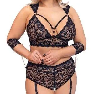 Cottelli BONDAGE BH-Set XL - Spitze, Roségold, Armfesseln 4XL Cottelli BONDAGE BH-Set XL - Spitze, Roségold, Armfesseln 4XL – Bild 3