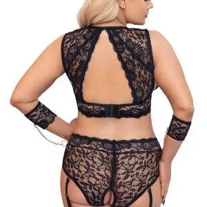Cottelli BONDAGE BH-Set XL - Spitze, Roségold, Armfesseln 4XL Cottelli BONDAGE BH-Set XL - Spitze, Roségold, Armfesseln 4XL – Bild 5