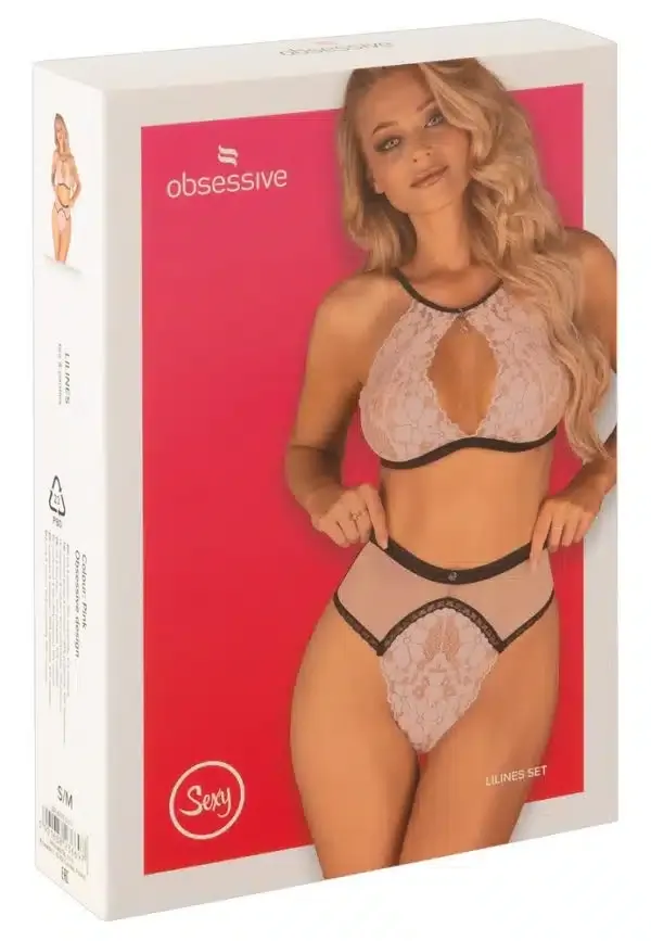 Obsessive Lilines Set - Elegant & raffiniert Rosa/Schwarz S/M