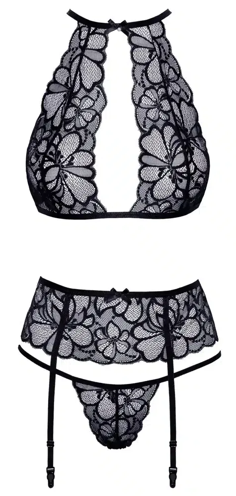 Kissable BH-Set aus Spitze - Soft-BH, Strapsgurt & String L/XL Kissable BH-Set aus Spitze - Soft-BH, Strapsgurt & String L/XL