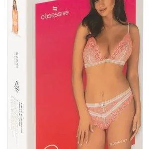 Obsessive Bloomys Set - Soft-BH & Slip aus Spitze Rosa/Weiß L/XL Obsessive Bloomys Set - Soft-BH & Slip aus Spitze Rosa/Weiß L/XL – Bild 1