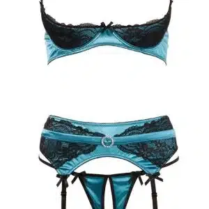Cottelli LINGERIE Hebe-Set mit Spitze - Jadegrün, ouvert im Schritt Grün/Schwarz 90B/XL Cottelli LINGERIE Hebe-Set mit Spitze - Jadegrün, ouvert im Schritt Grün/Schwarz 90B/XL – Bild 5