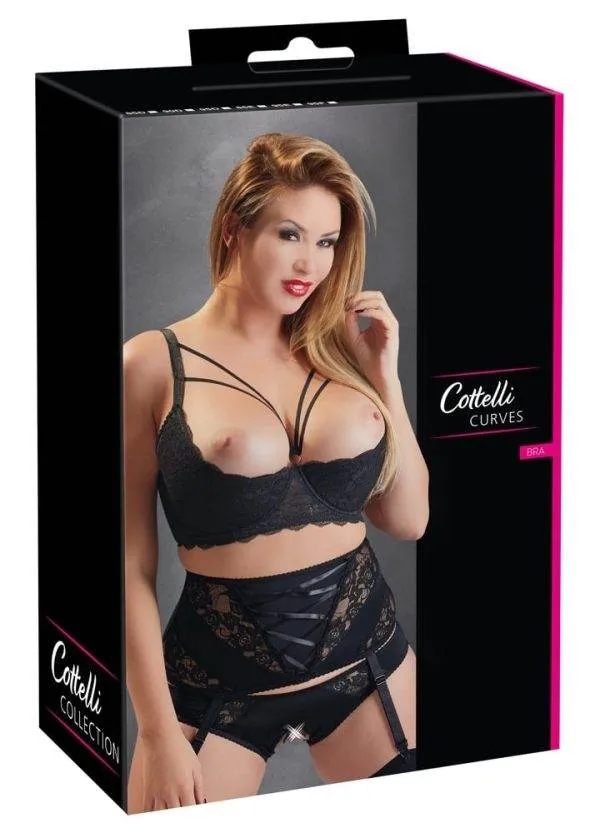 Cottelli CURVES - Spitzen-Hebe mit Riemchen-Details 90D