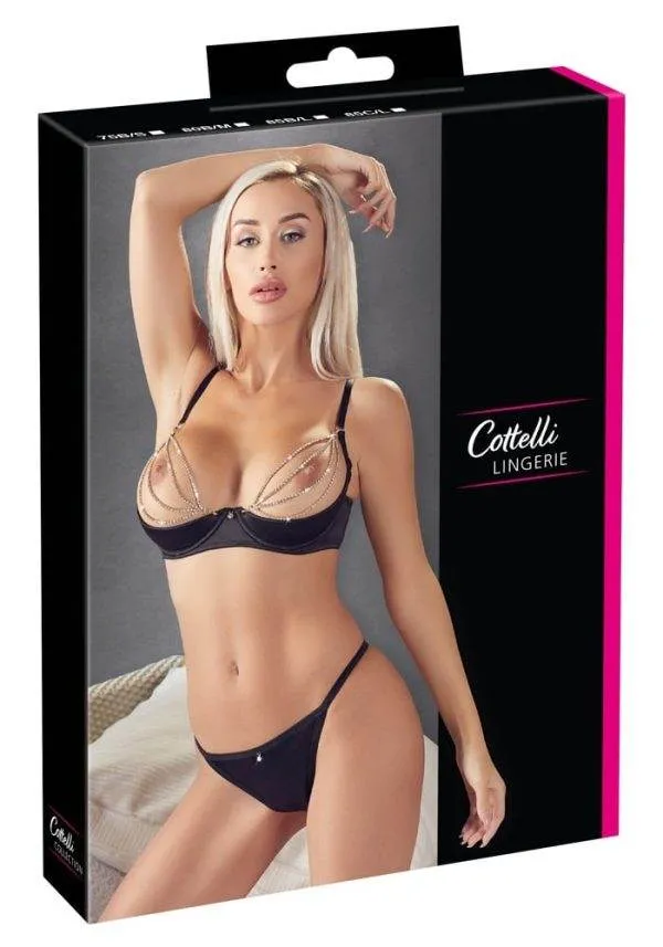 Cottelli LINGERIE - Glitzer Set mit abnehmbaren Strassketten 75B/S