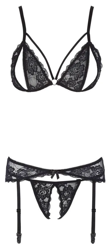 Cottelli LINGERIE Spitzenstrapsset - Ouvert BH, Strapsgurt und String S Cottelli LINGERIE Spitzenstrapsset - Ouvert BH, Strapsgurt und String S