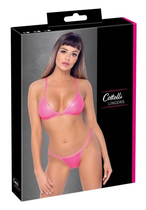 22303993021_verp Cottelli LINGERIE Bikini hotpink - Neonpinkfarbenes Mattglanz, verstellbare Träger, Riostring S