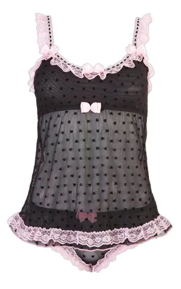 Cottelli LINGERIE - Spitzen Set mit Schleife Schwarz/Rosa M Cottelli LINGERIE - Spitzen Set mit Schleife Schwarz/Rosa M
