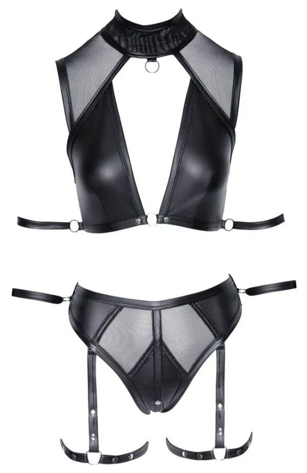 Cottelli BONDAGE - Top & Slip mit Schenkel-Harnesses S Cottelli BONDAGE - Top & Slip mit Schenkel-Harnesses S