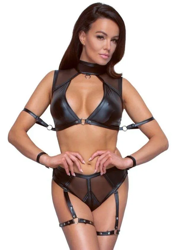 Cottelli BONDAGE - Top & Slip mit Schenkel-Harnesses S
