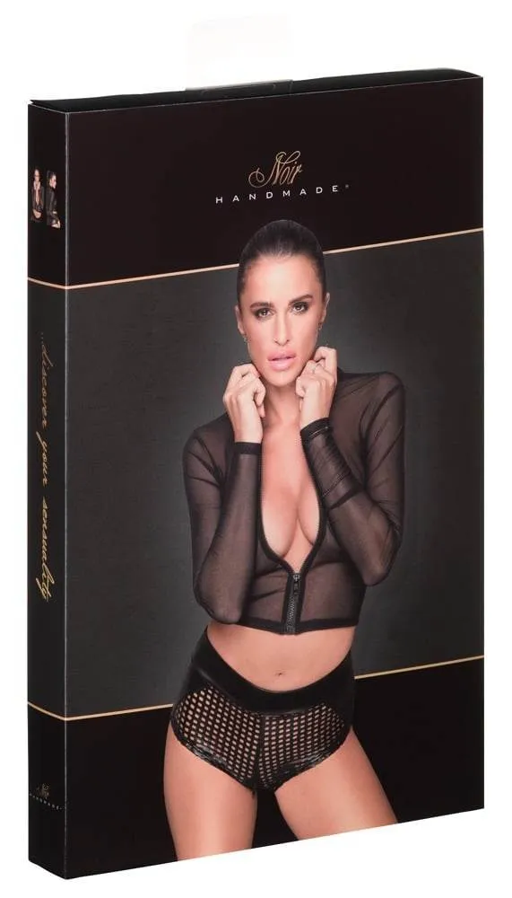22512481021_verp Noir - Enges Langarm-Top mit Reißverschluss, Schwarz