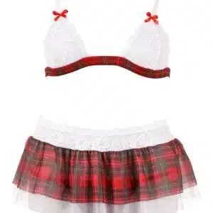 Cottelli LINGERIE - Karo-Set mit ouvert String Rot/Weiß S Cottelli LINGERIE - Karo-Set mit ouvert String Rot/Weiß S – Bild 5