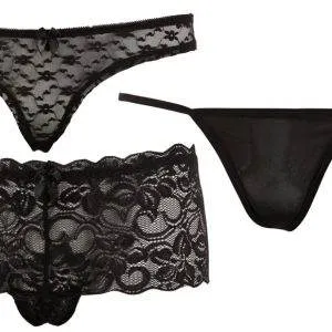 Cottelli LINGERIE - Slip Set schwarz, Panties ouvert, String, semitransparenter Slip S Cottelli LINGERIE - Slip Set schwarz, Panties ouvert, String, semitransparenter Slip S – Bild 4