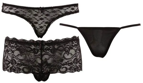 Cottelli LINGERIE - Slip Set schwarz, Panties ouvert, String, semitransparenter Slip S Cottelli LINGERIE - Slip Set schwarz, Panties ouvert, String, semitransparenter Slip S