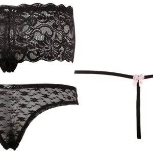 Cottelli LINGERIE - Slip Set schwarz, Panties ouvert, String, semitransparenter Slip S Cottelli LINGERIE - Slip Set schwarz, Panties ouvert, String, semitransparenter Slip S – Bild 5