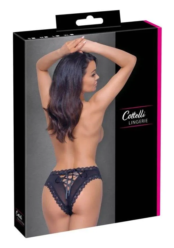 23109531021_verp Cottelli LINGERIE Powernet-Slip mit Spitze und Po-Schnürung S