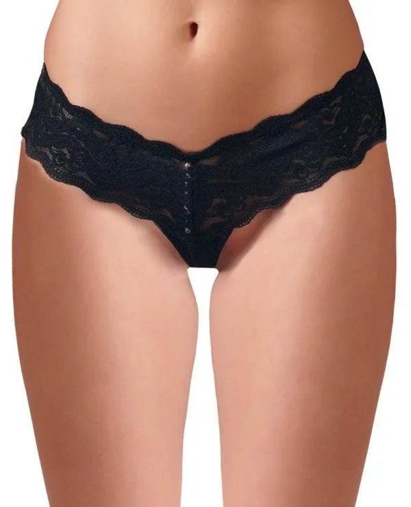 Cottelli LINGERIE - Rio Perlen String, schwarze Spitze M