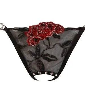 Cottelli LINGERIE String Rose ouvert - Sexy bis ins Detail! Schwarz/Rot M/L Cottelli LINGERIE String Rose ouvert - Sexy bis ins Detail! Schwarz/Rot M/L – Bild 4