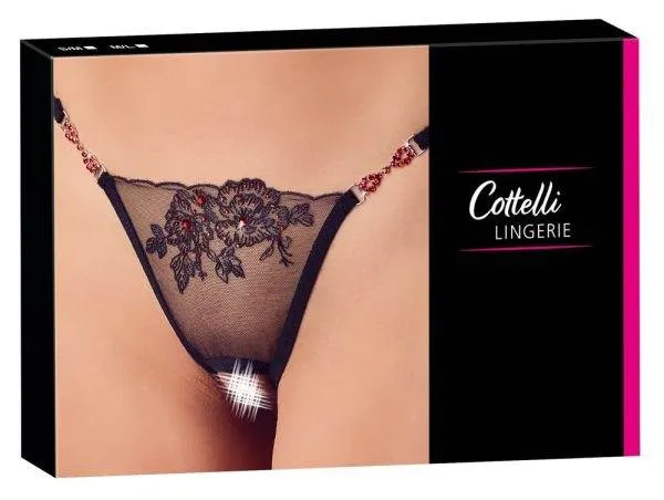 23220561111_verp Cottelli LINGERIE - Zarter String mit Stickerei und Strasselementen M/L
