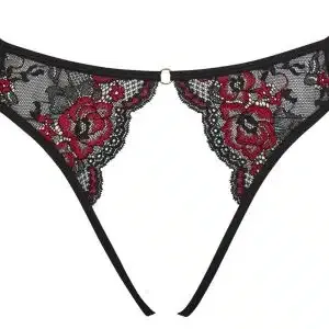 Cottelli LINGERIE Ouvert-Slip, verstellbare Bänder, zweifarbige Spitze Schwarz/Rot S-L Cottelli LINGERIE Ouvert-Slip, verstellbare Bänder, zweifarbige Spitze Schwarz/Rot S-L – Bild 5