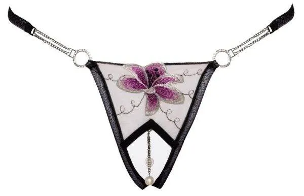Cottelli LINGERIE Riostring Blume Schwarz/Rosa M/L Cottelli LINGERIE Riostring Blume Schwarz/Rosa M/L