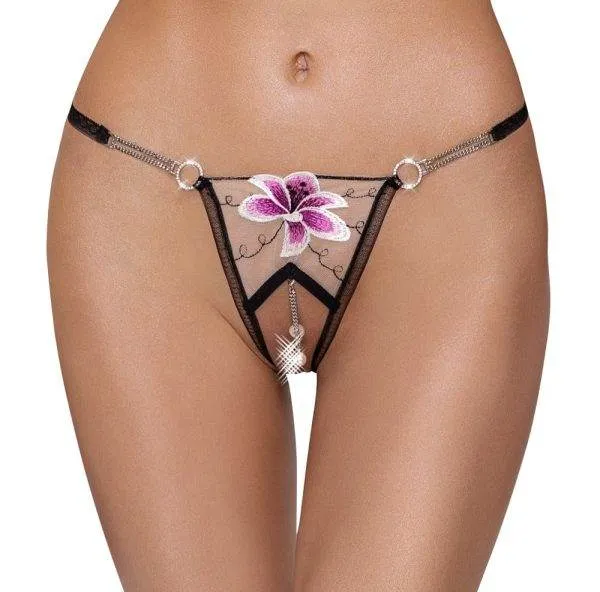 Cottelli LINGERIE Riostring Blume Schwarz/Rosa M/L Cottelli LINGERIE Riostring Blume Schwarz/Rosa M/L
