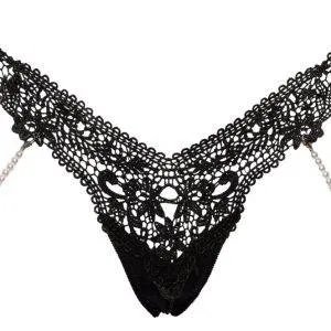 Cottelli LINGERIE - Perlenketten Riostring Schwarz/Creme S/M Cottelli LINGERIE - Perlenketten Riostring Schwarz/Creme S/M – Bild 5