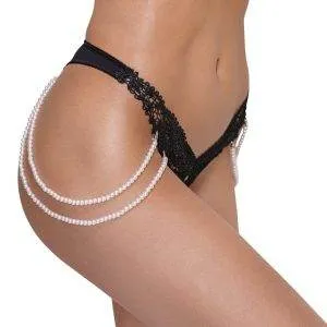 Cottelli LINGERIE - Perlenketten Riostring Schwarz/Creme S/M Cottelli LINGERIE - Perlenketten Riostring Schwarz/Creme S/M – Bild 3