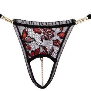 Cottelli LINGERIE - Verführerischer Riostring ouvert mit Schrittkette Schwarz/Rot M/L Cottelli LINGERIE - Verführerischer Riostring ouvert mit Schrittkette Schwarz/Rot M/L – Bild 5