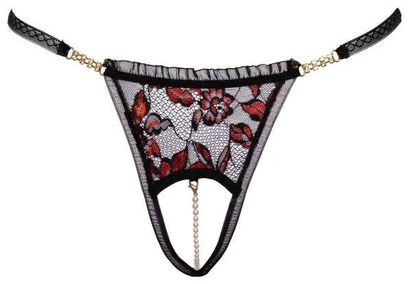 Cottelli LINGERIE - Verführerischer Riostring ouvert mit Schrittkette Schwarz/Rot M/L Cottelli LINGERIE - Verführerischer Riostring ouvert mit Schrittkette Schwarz/Rot M/L