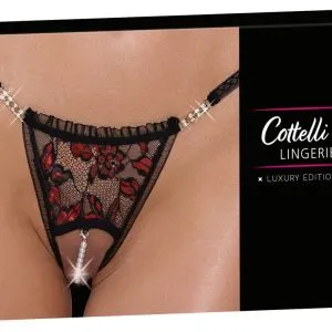 Cottelli LINGERIE - Verführerischer Riostring ouvert mit Schrittkette Schwarz/Rot M/L Cottelli LINGERIE - Verführerischer Riostring ouvert mit Schrittkette Schwarz/Rot M/L – Bild 1