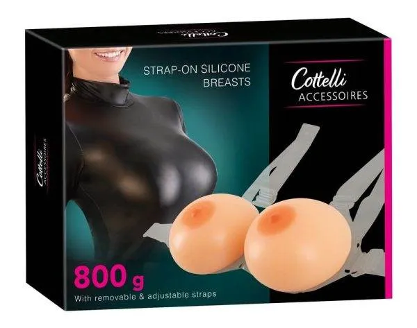 24607935001_verp Cottelli Silikonbrüste mit Halter - lebensechte Optik (400g) unisize