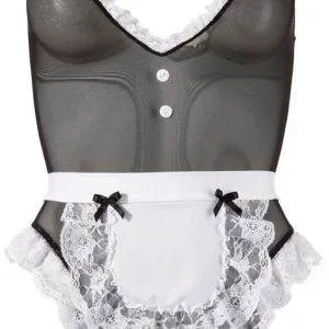 Cottelli Servierbody mit Halsband und Schürze Schwarz/Weiß S Cottelli Servierbody mit Halsband und Schürze Schwarz/Weiß S – Bild 4