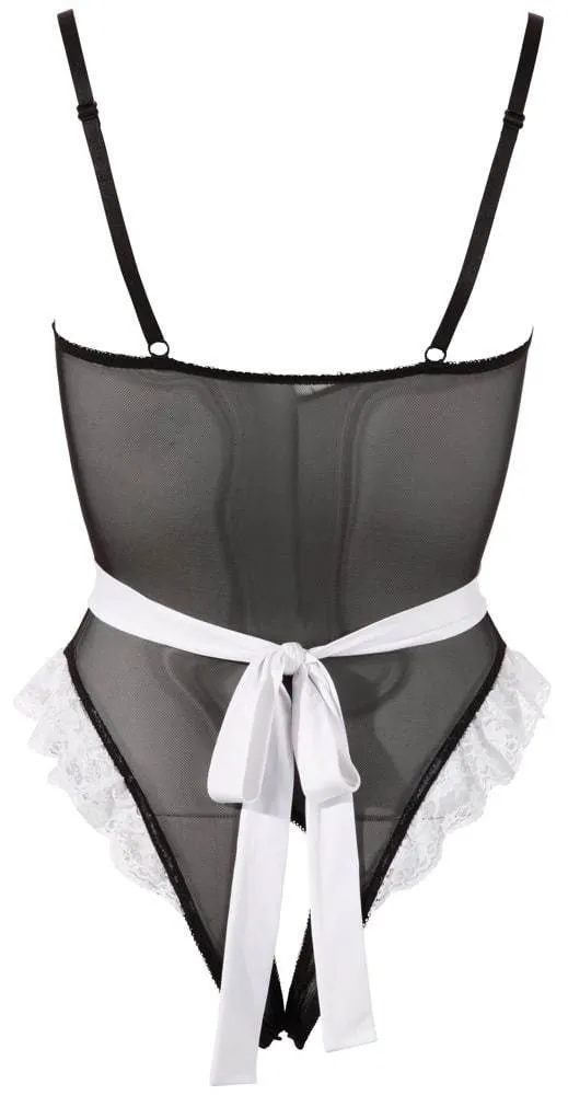 Cottelli Servierbody mit Halsband und Schürze Schwarz/Weiß S Cottelli Servierbody mit Halsband und Schürze Schwarz/Weiß S