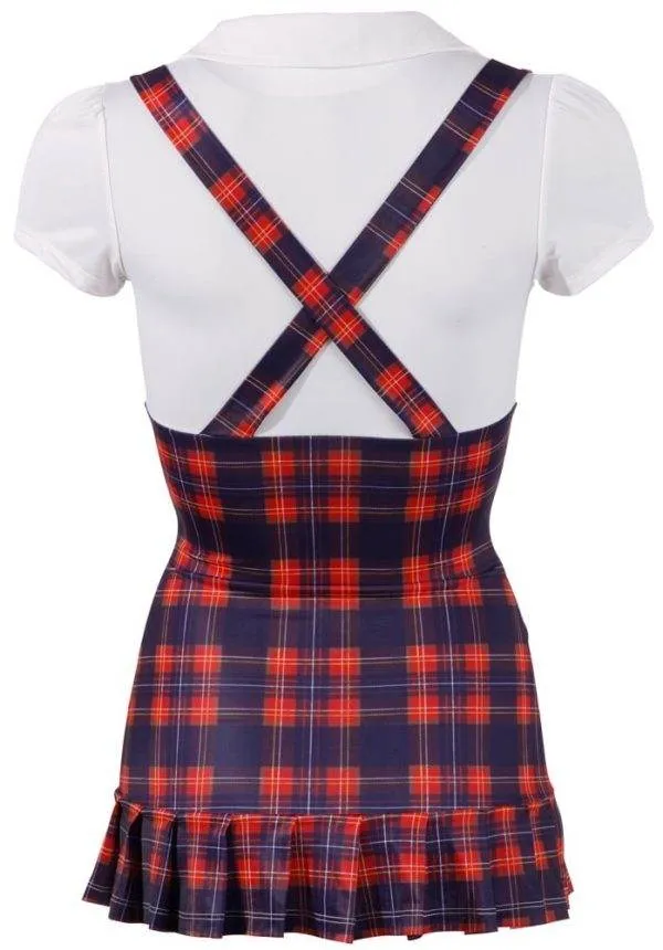 Cottelli COSTUMES - Schulmädchen S: Verspieltes Kleidchen mit Trägern und 2 Strapsen Lila/Rot/Weiß M Cottelli COSTUMES - Schulmädchen S: Verspieltes Kleidchen mit Trägern und 2 Strapsen Lila/Rot/Weiß M