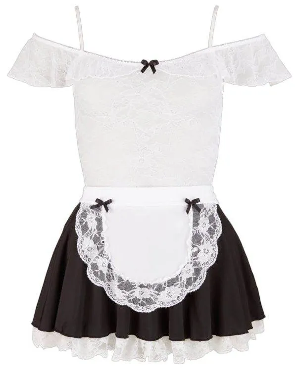 Cottelli COSTUMES Servierkleid mit Spitze und Schürze Weiß/Schwarz S Cottelli COSTUMES Servierkleid mit Spitze und Schürze Weiß/Schwarz S