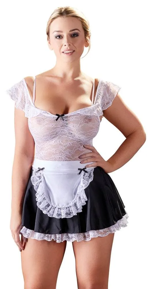 Cottelli COSTUMES Servierkleid mit Spitze und Schürze Weiß/Schwarz S Cottelli COSTUMES Servierkleid mit Spitze und Schürze Weiß/Schwarz S