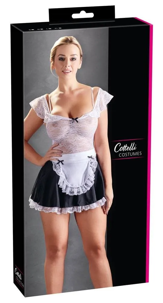24707212021_verp Cottelli COSTUMES Servierkleid mit Spitze und Schürze Weiß/Schwarz S