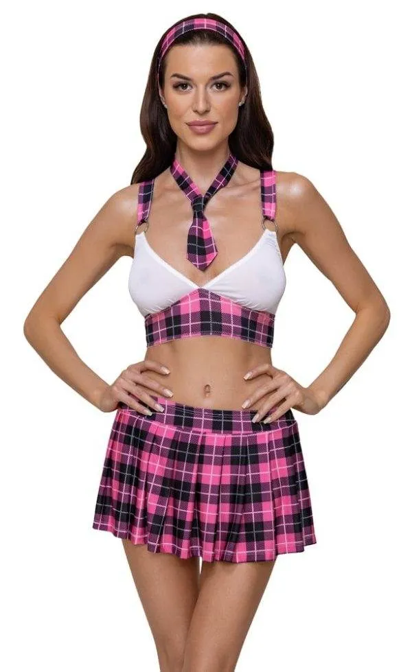 Cottelli COSTUMES Schulmädchen Set - Karo-Look Pink/Schwarz/Weiß S