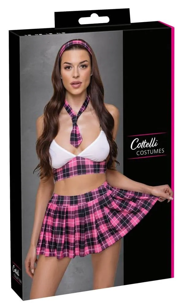 Cottelli COSTUMES Schulmädchen Set - Karo-Look Pink/Schwarz/Weiß S