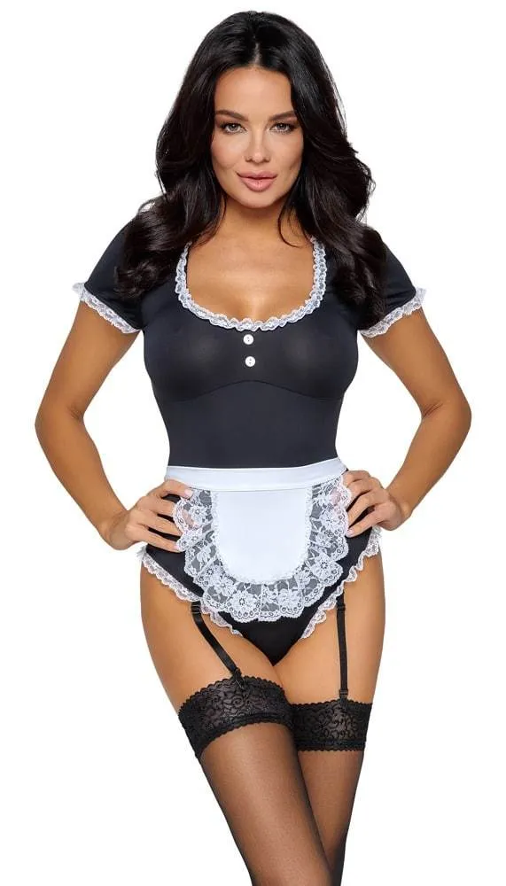 Cottelli COSTUMES Servierbody inkl. Schürze Schwarz/Weiß S Cottelli COSTUMES Servierbody inkl. Schürze Schwarz/Weiß S