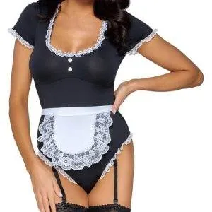 Cottelli COSTUMES Servierbody inkl. Schürze Schwarz/Weiß S Cottelli COSTUMES Servierbody inkl. Schürze Schwarz/Weiß S – Bild 3