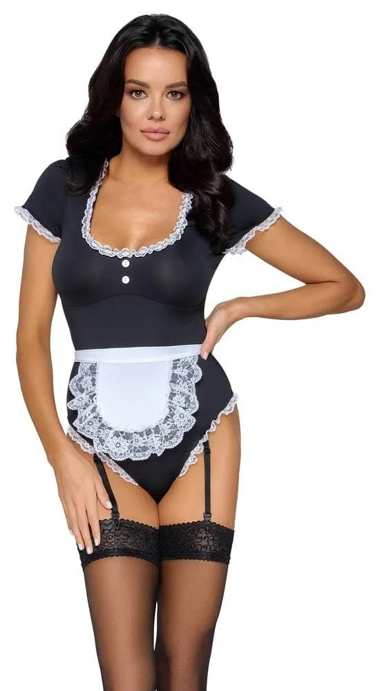 Cottelli COSTUMES Servierbody inkl. Schürze Schwarz/Weiß S Cottelli COSTUMES Servierbody inkl. Schürze Schwarz/Weiß S