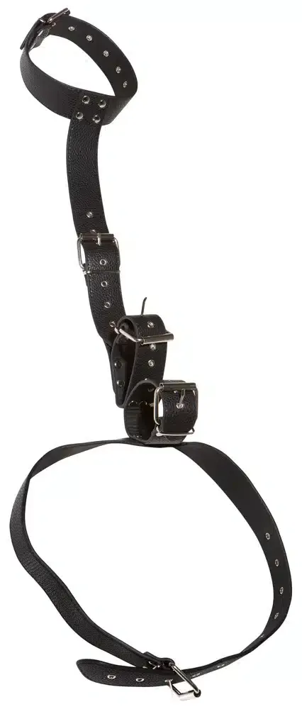Bad Kitty Hals-Handfessel - Lederoptik, verstellbar, robust