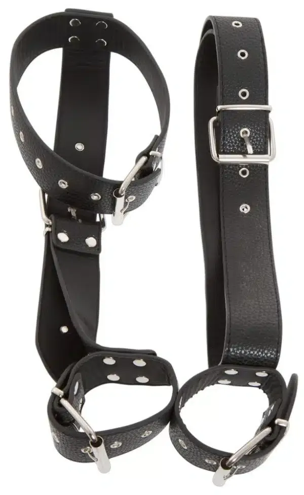 Bad Kitty Hals-Handfessel - Lederoptik, verstellbar, robust