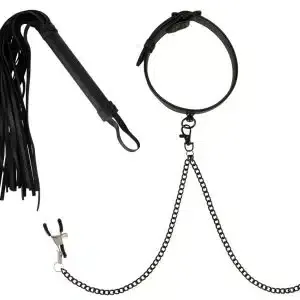 Vegan Fetish Halsfessel Set: Leder-Optik, abnehmbare Ketten Vegan Fetish Halsfessel Set: Leder-Optik, abnehmbare Ketten – Bild 2